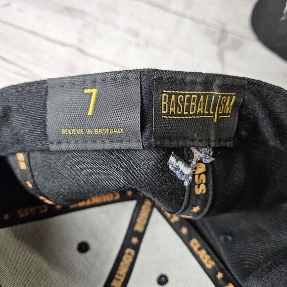 Baseballism Fitted Hat Nation Cap, Baseball Flag Logo Black Fitted Size 7 - Picture 8 of 8